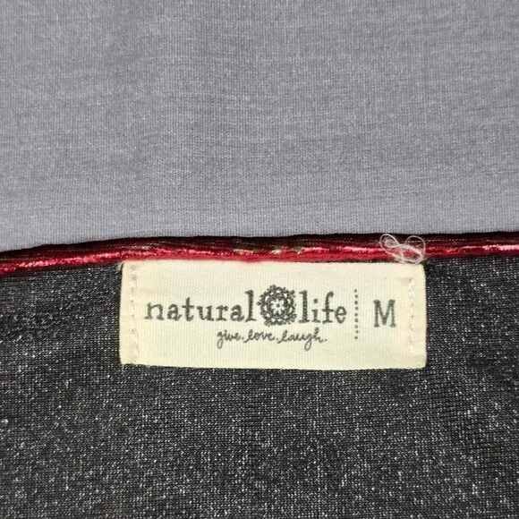 Natural Life M Velvet Floral Tunic Mini Dress Brick Red Relaxed Fit Short Sleeve - Picture 2 of 4